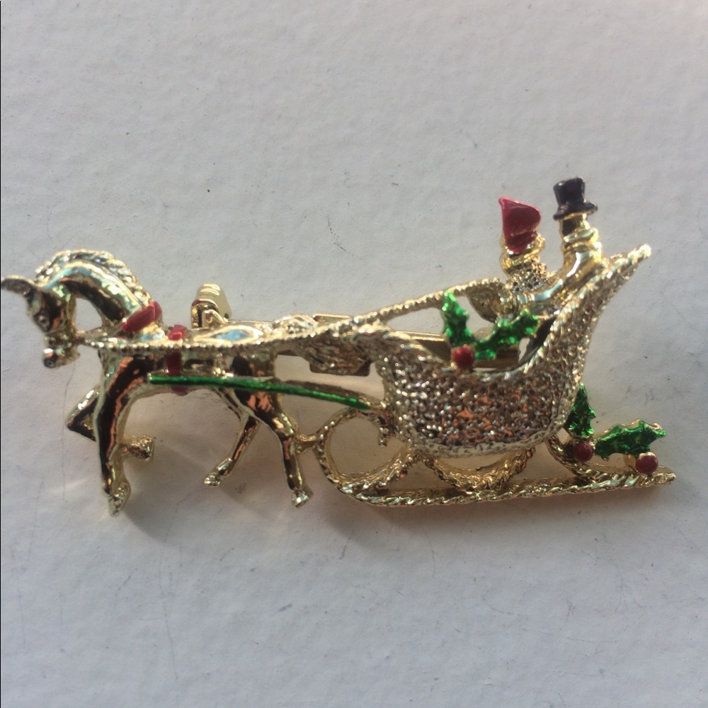 Vintage GERRY’S Christmas Sleigh Brooch